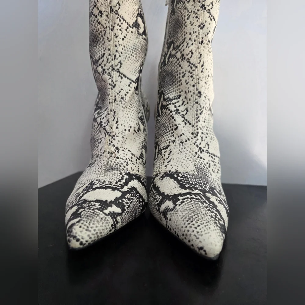 BRAND NEW Steve Madden Daffy Snakeskin Ankle Boots Stiletto Heel Pointed Toe 6.5 - Picture 6 of 16